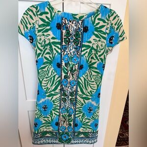 Lilly Pulitzer Layton Sea Oat Ikatty Engineered Print Shift Dress, XXSmall